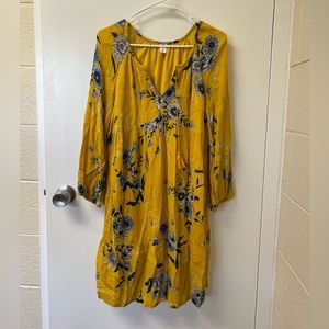 Flowy Yellow Flowery Dress